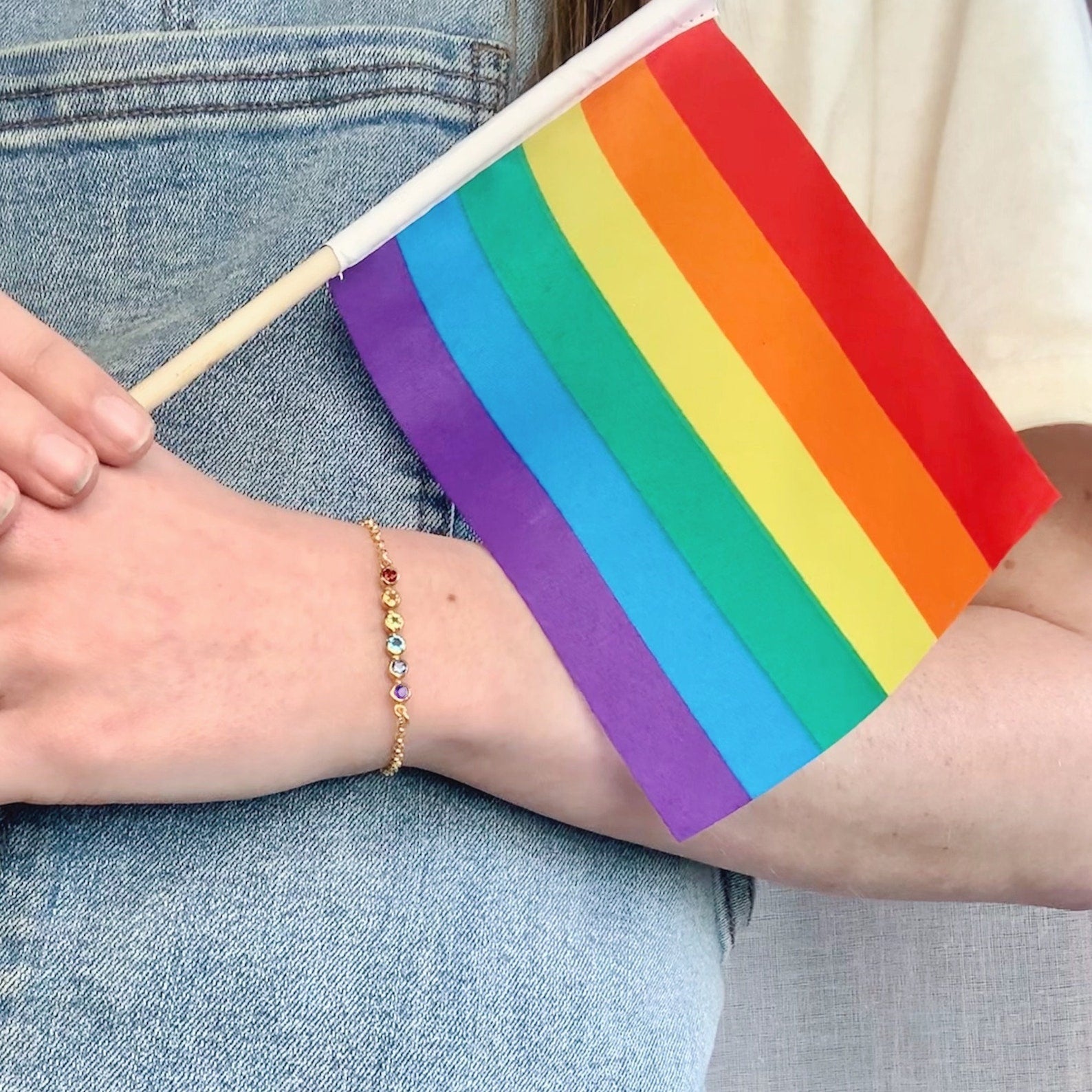 pride jewelry, rainbow birthstone bracelet, LGBTQ jewelry, pride flag bracelet, custom pride necklace, lesbian pride jewelry, transgender pride bracelet, minimalist pride jewelry, pride month gift, LGBTQ gifts