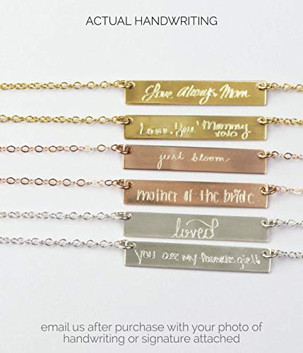 6 engraved bar necklaces from actual handwriting. Engraved bar necklace with special coordinates Personalized bar pendant jewelry for her Custom engraved bar necklace in gold Minimalist personalized bar pendant for men Custom bar necklace with engraving options Engraved bar necklace for anniversaries Personalized minimalist bar tag necklace Custom bar pendant necklace with message