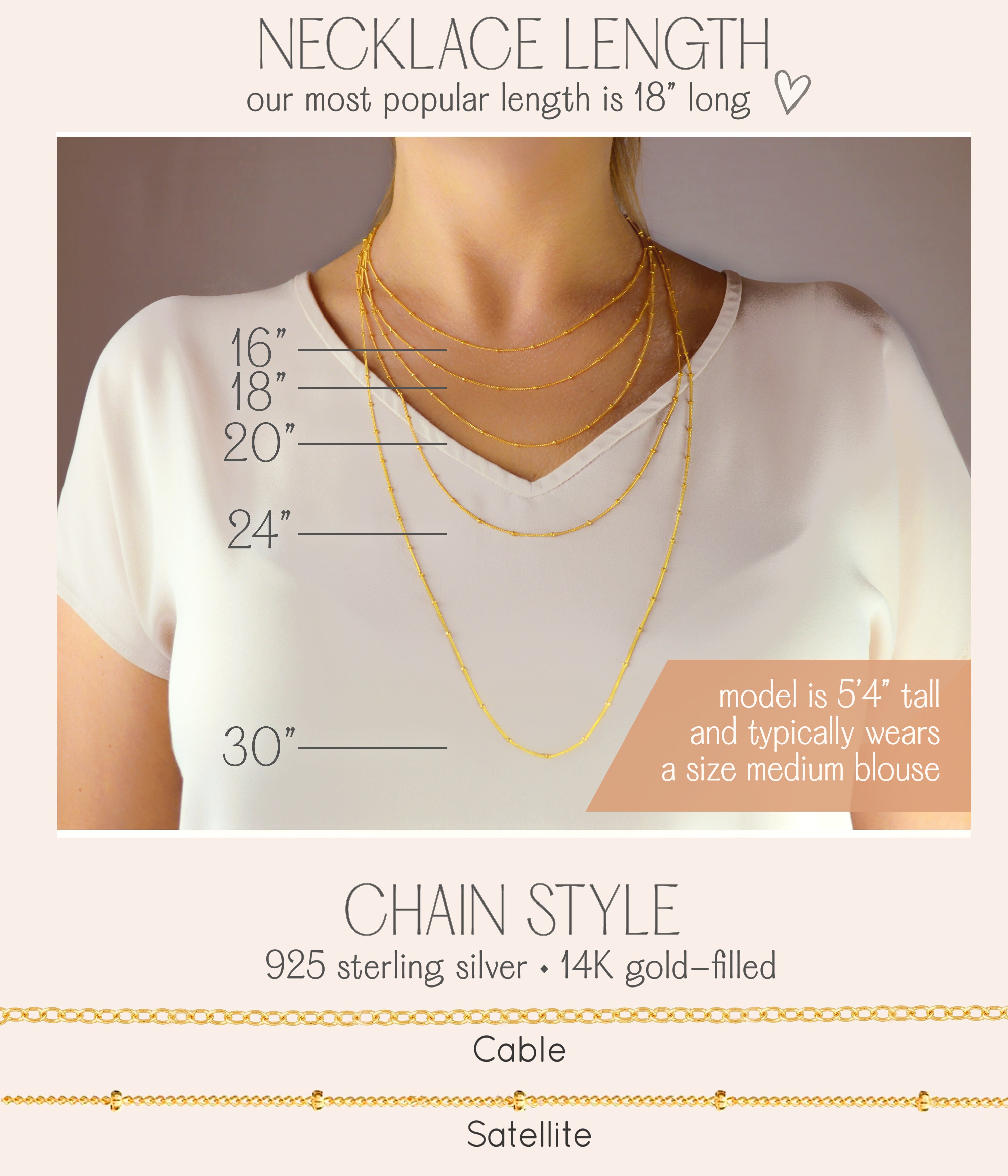 Necklace length and cable and satellite chain styles offered. necklaces for women, gift for her, gift for wife, birthday, christmas gift, valentine's day gift, gift for girlfriend, anniversary gift, silver anniversary, gold anniversary, personalized jewelry, custom jewelry, gift for fiance, holiday gift, unique gift ideas, necklaces for her, wedding party gifts, bridal party gifts, prom season, prom jewelry, birthstone jewelry, birthstone necklaces, engraved necklaces. sterling silver, 14k gold filled.