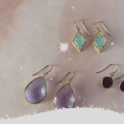 Video collection of our large, small round and large, medium small teardrop birthstone dangle earrings.