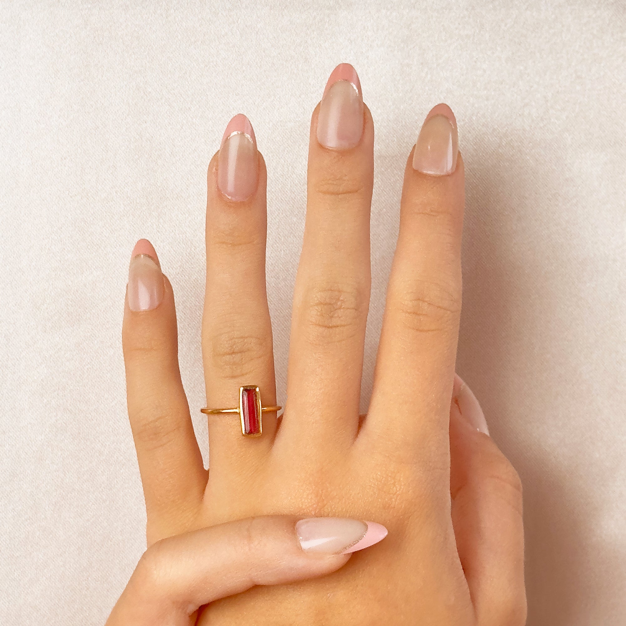 Tiny Ruby Bar Ring : July Birthstone
