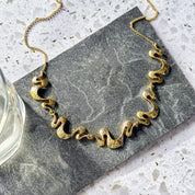 Boho Shifting Waves Necklace, Minimalist Moving Parts Wave Necklace, Unique Statement Jewelry Gift for Women, Available in Gold, Silver or Rose Gold