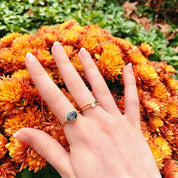 Natural Moss Agate Oval Bezel Ring