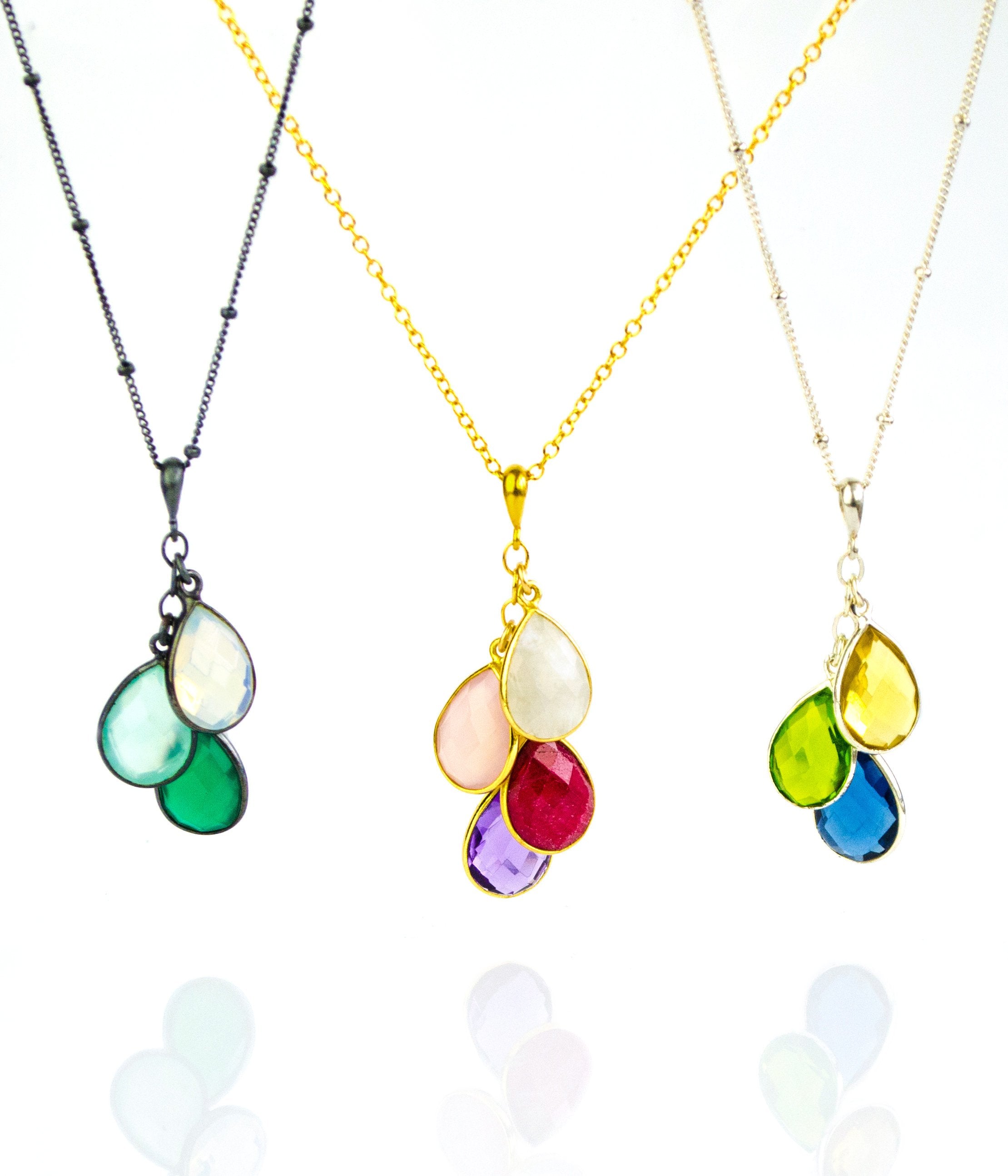 Black Silver Gold-Filled Sterling Silver Metal Necklace for Mom Grandma Sister