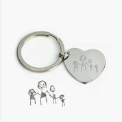 Forever engrave a child's drawing onto scratch-resistant zinc alloy heart. Choose a different design or engrave a phrase on the other side.