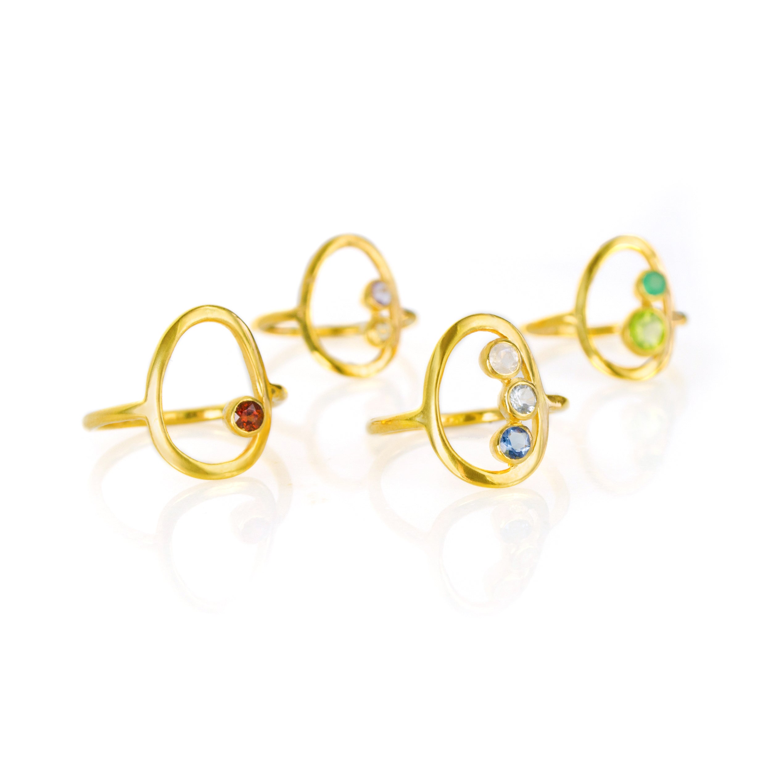 Open Oval Ring Collection One Stone Two Stones Three Stones Mom and Kid Stones Yellow Gold Rings
