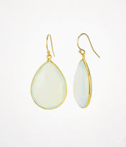 Faceted Opalite Teardrop Bezel Set Earrings, October Birthstone