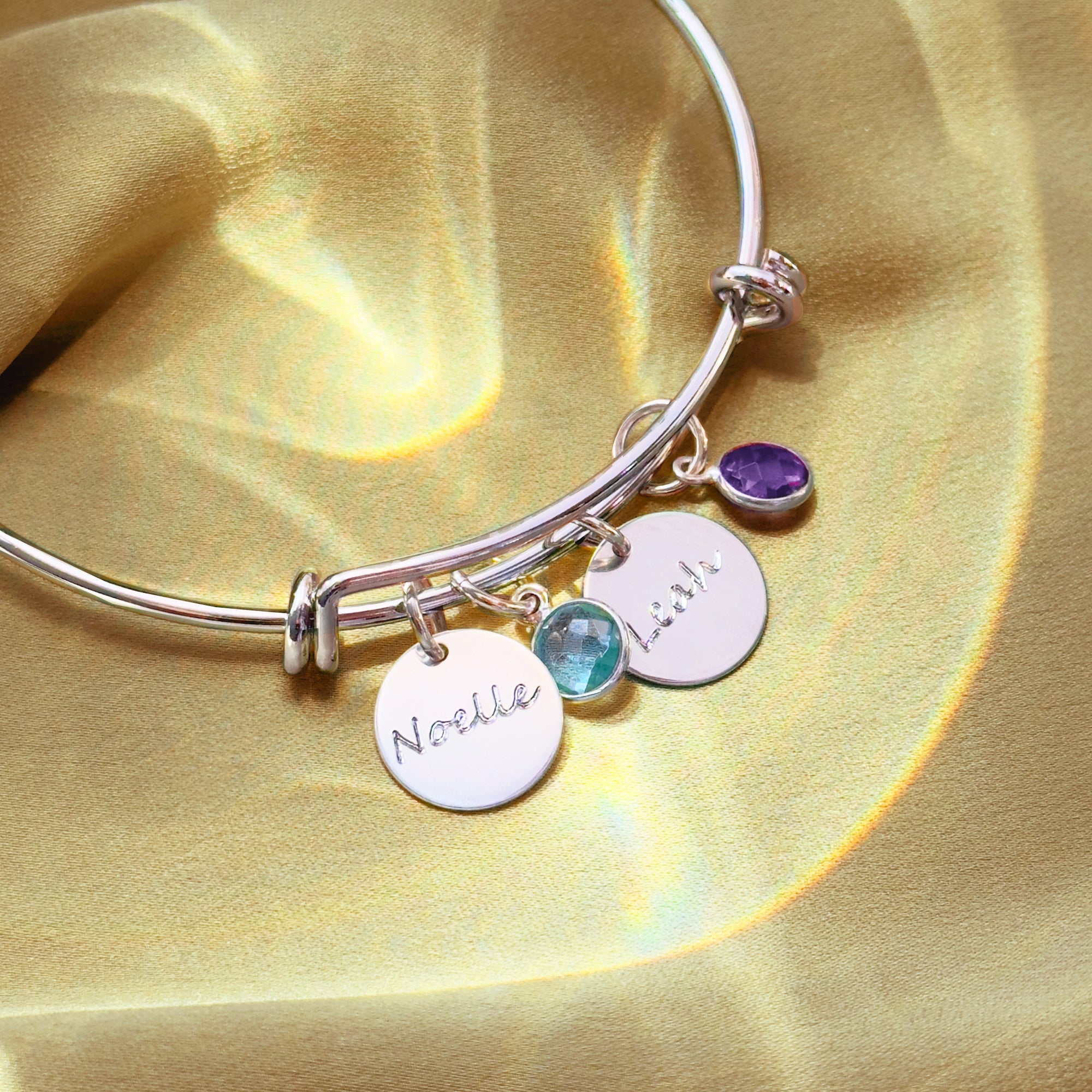 personalized bangle bracelet, custom name bracelet, engraved name jewelry, birthstone bangle, mom bracelet with kids' names