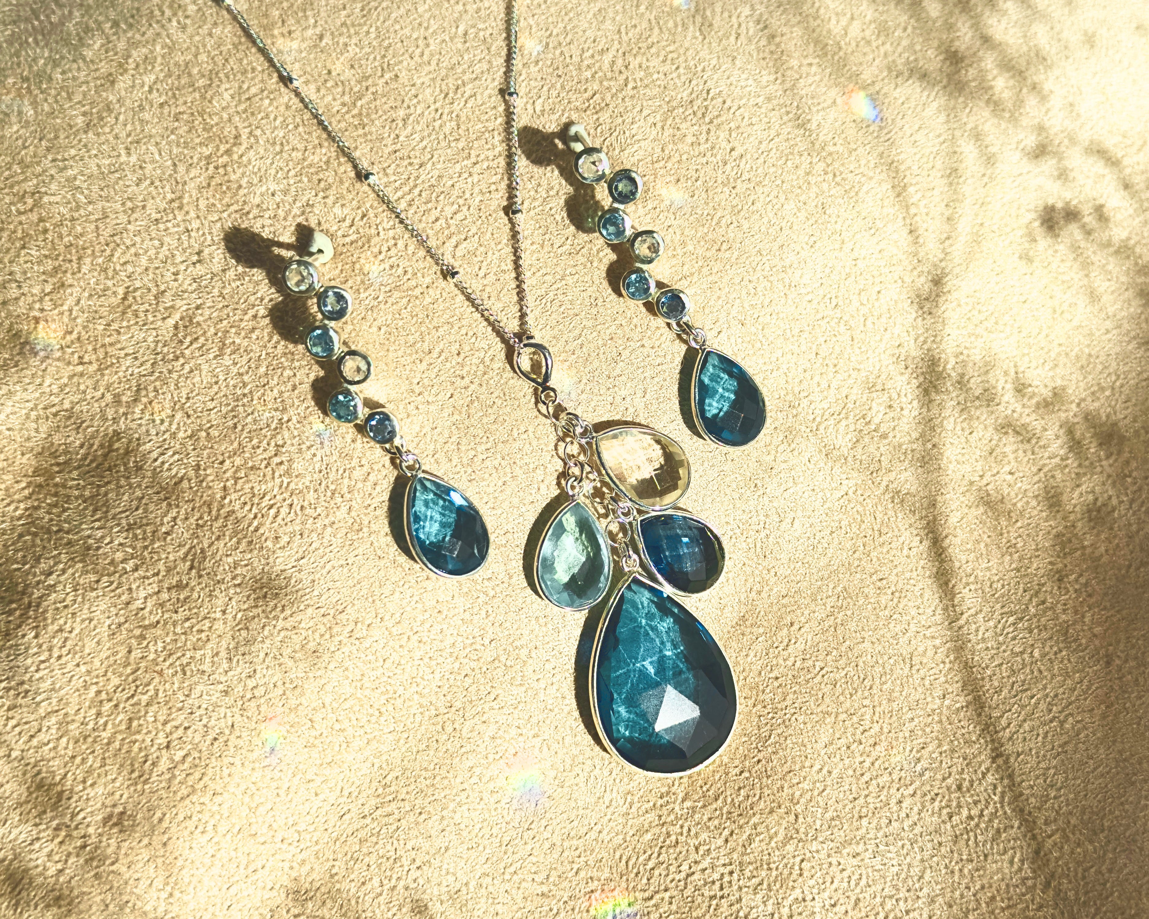 custom wedding jewelry set, necklace and earrings set, something blue for wedding, bridesmaids jewelry, september birthstone, birthstone jewelry, gift for her, gift for mom, gift for fiance