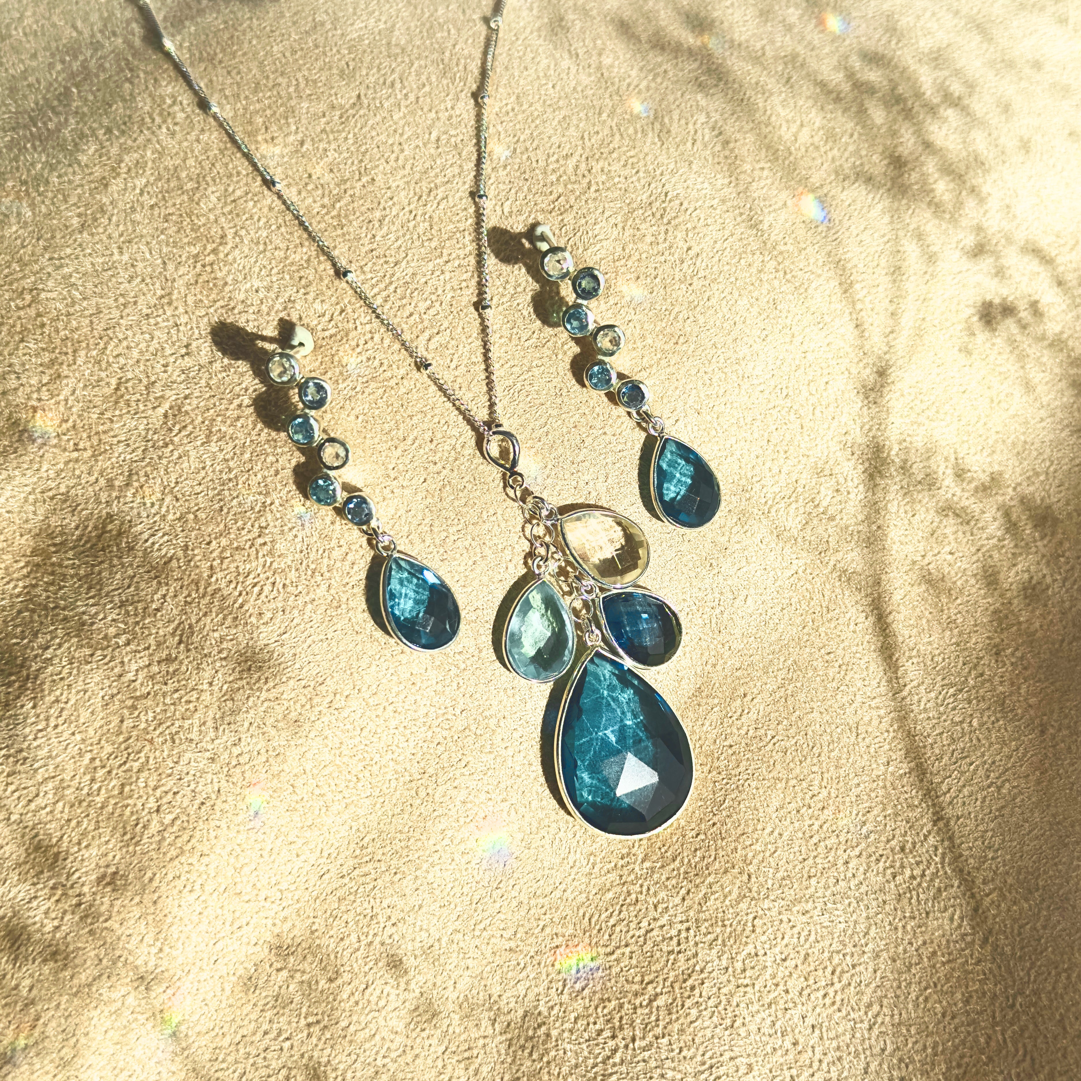 custom wedding jewelry set, necklace and earrings set, something blue for wedding, bridesmaids jewelry, september birthstone, birthstone jewelry, gift for her, gift for mom, gift for fiance