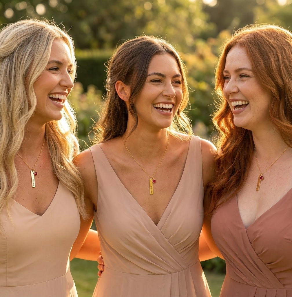 Personalized bar necklace with tiny birthstone charm, engraved vertical name necklace, bridesmaid jewelry gift, minimalist gold bar pendant, custom birthstone necklace for women, bridesmaid proposal gift
