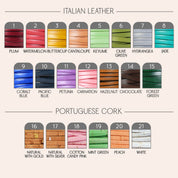 Personalized keychains made out of natural genuine Italian leather. A variety of colors is available: plum, watermelon, buttercup, cantaloupe, keylime, olive green, hydrangea, jade, cobalt blue, pacific blue, petunia, carnation, hazelnut, chocolate.