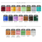 Personalized keychains made out of natural genuine Italian leather. A variety of colors is available: plum, watermelon, buttercup, cantaloupe, keylime, olive green, hydrangea, jade, cobalt blue, pacific blue, petunia, carnation, hazelnut, chocolate.
