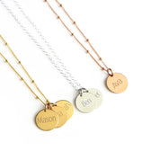 Personalized name disc, custom necklace for graduation, letter pendant necklace, family tree jewelry, dainty initial necklace, gift for mom, custom name necklace, engraved graduation gift, layered charm necklace, unique initial pendant