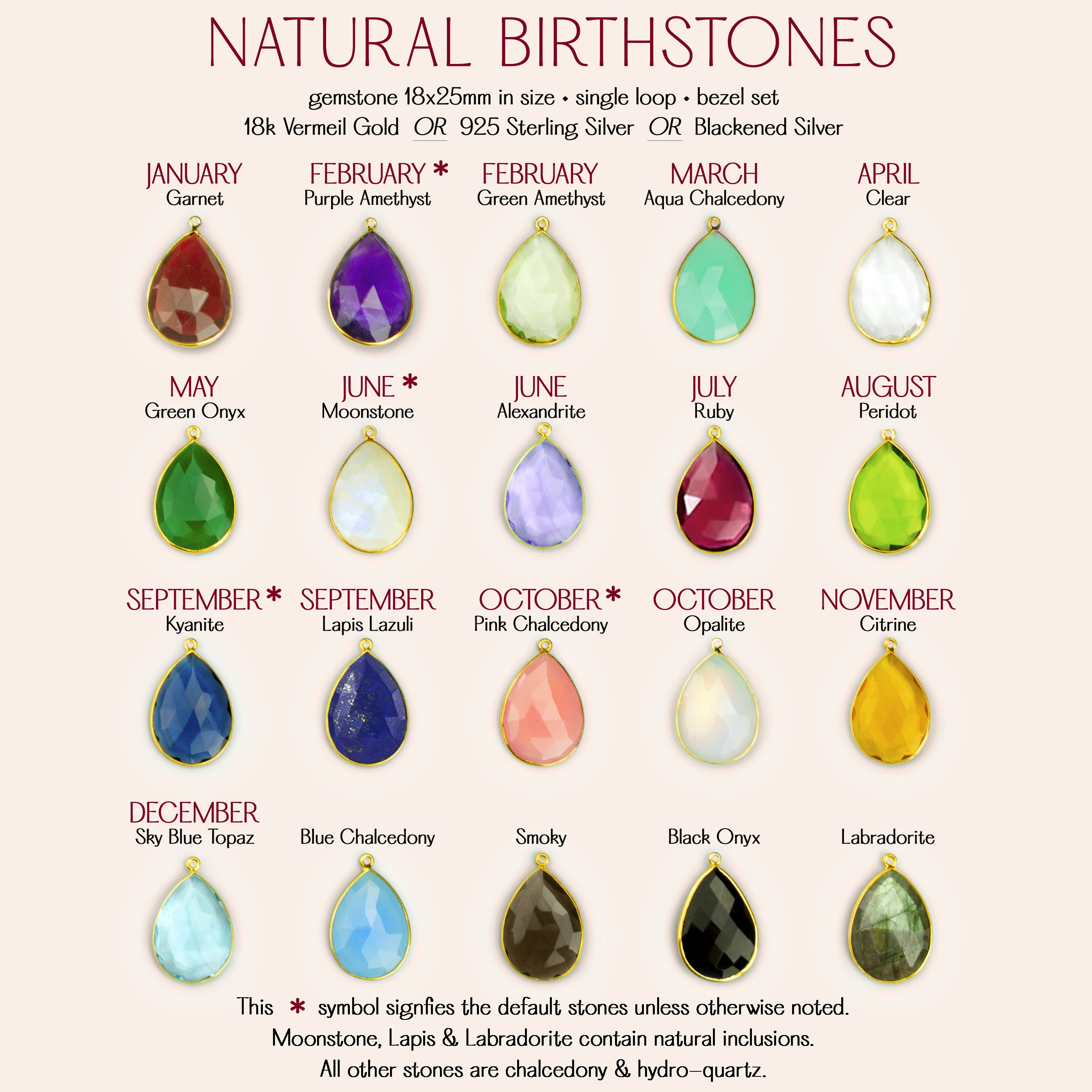 Large Teardrop Birthstone Bezel Pendant Addition [18x25]