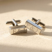 Monogram Bar Cufflinks with Name, Initials, or Date, Cuff Links for Men, Stainless Gold, Silver, Black, Stocking Stuffer Gift for Men, Groomsmen Gifts