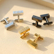 Monogram Bar Cufflinks with Name, Initials, or Date, Cuff Links for Men, Stainless Gold, Silver, Black, Stocking Stuffer Gift for Men, Groomsmen Gifts