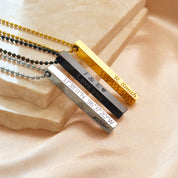 Men's Custom 3D Bar Necklace, Fingerprint or Signature Engraved Pendant for Men, Personalized Bar Pendant, Black, Silver, Gold, Men's Memorial Jewelry