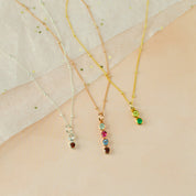 Tiny Birthstone Bar Necklace, Minimalist Personalized Family Jewelry Gift for mom