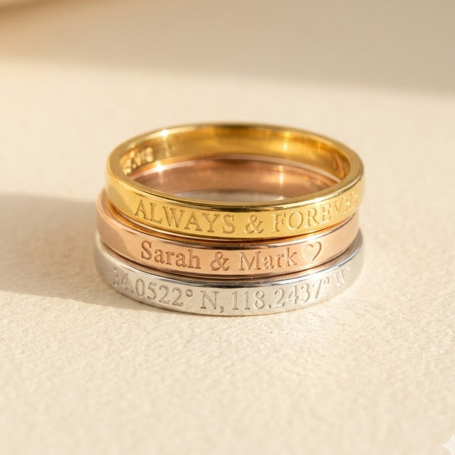 Elegant silver engraved promise ring band, 3mm width, customized with “Till Death” phrase for couples, unisex minimalist jewelry gift for anniversaries or weddings, available in sterling silver, gold, or rose gold, perfect as a Valentine’s Day or anniversary gift for him or her.