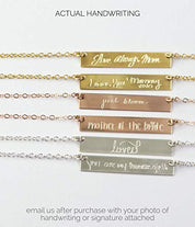 6 engraved bar necklaces from actual handwriting. Engraved bar necklace with special coordinates Personalized bar pendant jewelry for her Custom engraved bar necklace in gold Minimalist personalized bar pendant for men Custom bar necklace with engraving options Engraved bar necklace for anniversaries Personalized minimalist bar tag necklace Custom bar pendant necklace with message