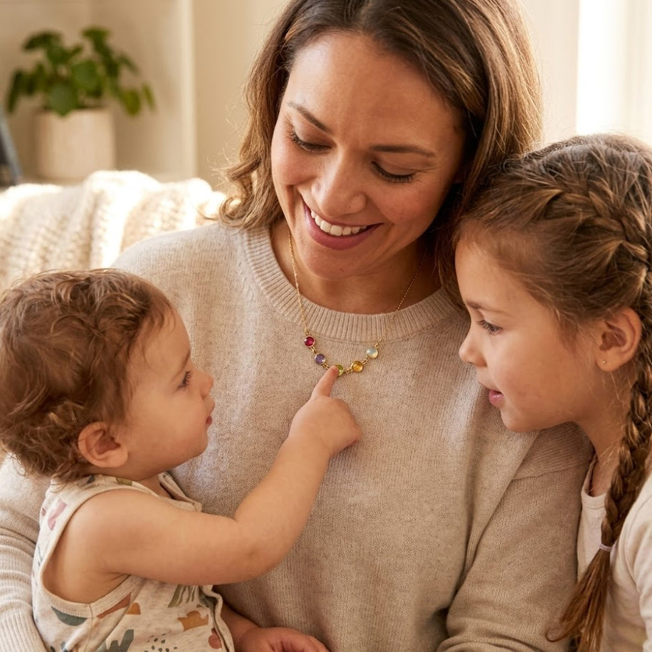 Personalized birthstone necklace for grandma with children's birthstones