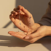 Taylor Swift-inspired birthstone necklace gold plated with 9 birthstones. music lover jewelry, music lover gift, valentines day, birthstone jewelry, birth month jewelry, peridot, clear quartz, citrine gemstones, custom layering necklace