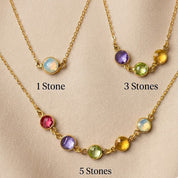 Dainty birthstone necklace for mom with colorful gemstone charms