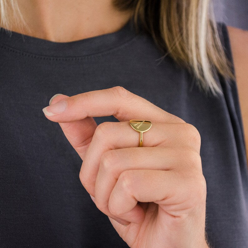 Zodiac Constellation Disc Ring, Sterling Silver or Gold Vermeil Custom Engraved Astrology Ring, Constellation Jewelry for Women, Birthday Gift for Her