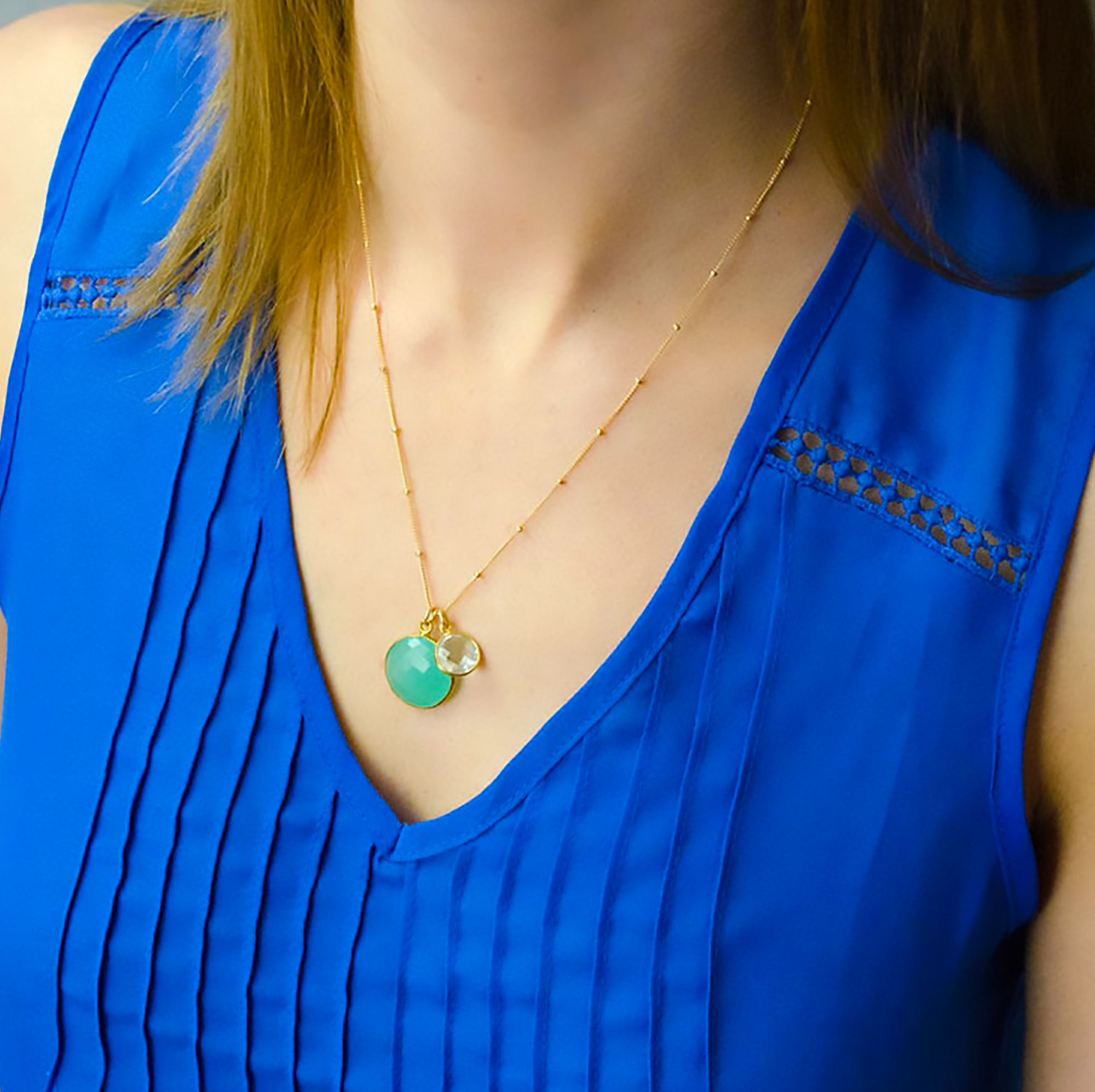 Mother & Child Round Multi-Stone Pendant Necklace