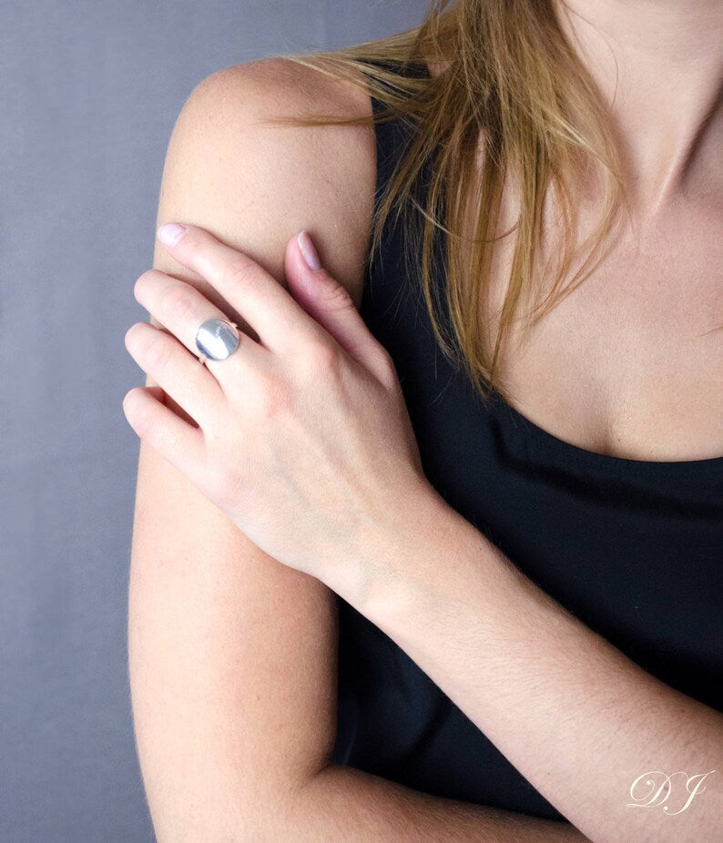 Zodiac Constellation Disc Ring, Sterling Silver or Gold Vermeil Custom Engraved Astrology Ring, Constellation Jewelry for Women, Birthday Gift for Her