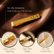 Custom Engraved Tie Clip, Personalized Tie Bar for Men, Weddings, Groomsmen Gifts