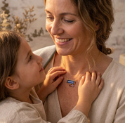 Custom mom birthstone necklace featuring one bar stone for mom and small birthstones for kids, unique family jewelry gift for Mother’s Day