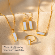 Matching Opalite gemstone bar necklace, earrings and tiny rectangular ring