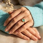 Aquamarine birthstone ring in gold dainty stacking ring for March