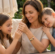 Custom birthstone bangle bracelet for mom with engraved name tags representing her kids