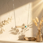 Personalized Birthstone Bar Necklace, with Custom Name Engraving in gold or silver