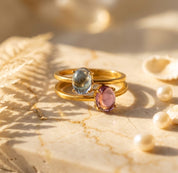 Oval gemstone and birthstone color options for Danique Jewelry rings