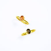 Two prong set Oval natural Sunstone and Black Copper Obsidian cabochon rings. 18K Vermeil Gold Prong Black Star Sapphire Ring, Celestial Jewelry, Star Jewelry, Bridal Jewelry, Black Star Sapphire Oval Solitaire Ring, Dainty Gold Stacking Ring Gift for Her. Sunstone Orange color lover, fall favorites