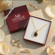 Black Obsidian necklace displayed in Danique Jewelry gift packaging