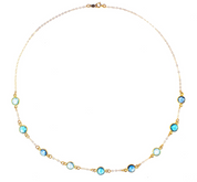 Taylor Swift-inspired birthstone necklace gold plated with 9 birthstones. music lover jewelry, music lover gift, valentines day, birthstone jewelry, birth month jewelry, kyanite, london blue topaz, sky blue topaz gemstones, custom layering necklace