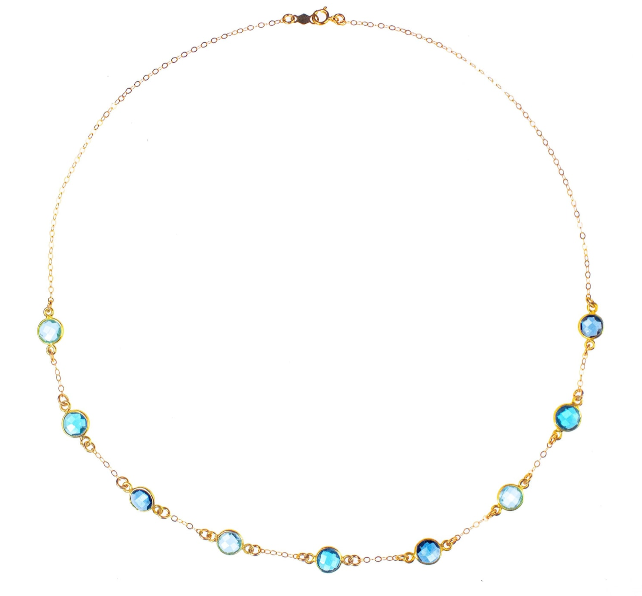 Taylor Swift-inspired birthstone necklace gold plated with 9 birthstones. music lover jewelry, music lover gift, valentines day, birthstone jewelry, birth month jewelry, kyanite, london blue topaz, sky blue topaz gemstones, custom layering necklace