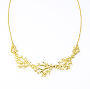 Gold Branches Necklace on a white background. Jewelry Set, Nature Lover Jewelry, Tree Jewelry.