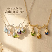 Family tree necklace with Kids names and Birthstones