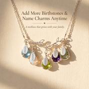 Family tree necklace with Kids names and Birthstones