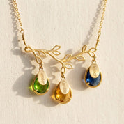 Family tree necklace with Kids names and Birthstones