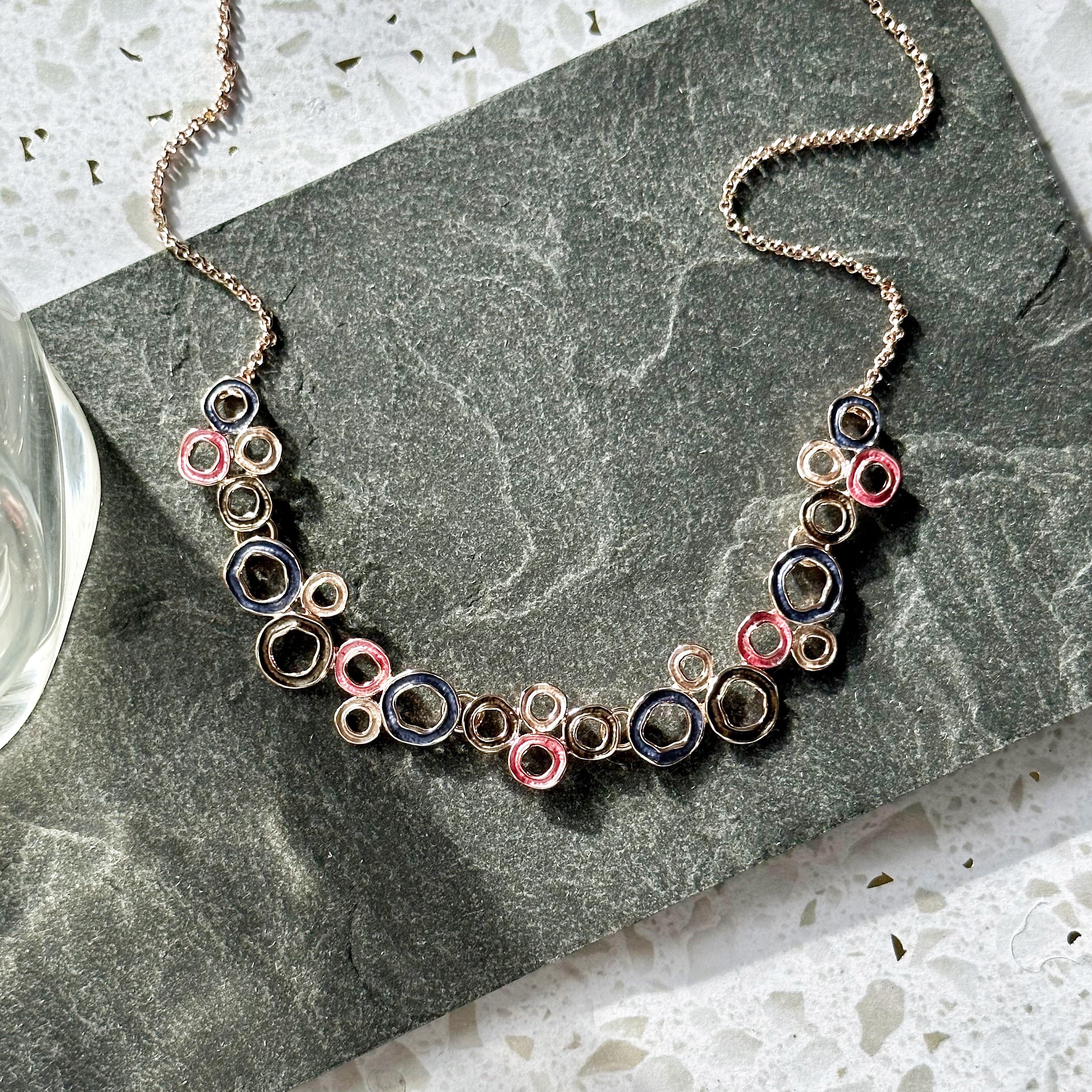 Boho Style Connected Circles Silver Necklace