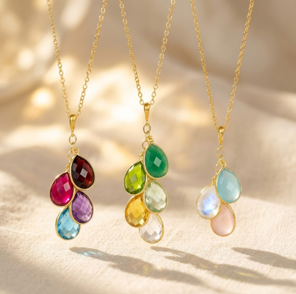 Additional Teardrop Birthstone Charm for Mom Necklace, Teardrop Birthstone Bezel Pendant