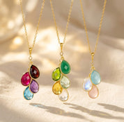 Additional Teardrop Birthstone Charm for Mom Necklace, Teardrop Birthstone Bezel Pendant