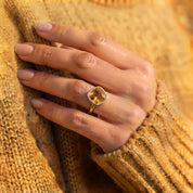 Diamond Shape Citrine Stacking Ring | November Birthstone, Custom diamond birthstone ring for mom, Sterling Silver, 18k Gold Vermeil Gemstone Ring